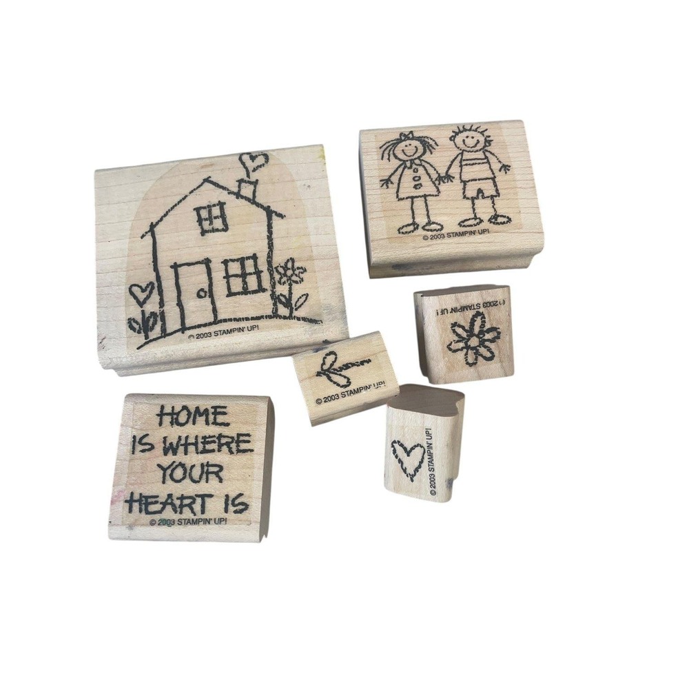 Stampin' Up! Heart & Home Wood Mounted Rubber Stamp Set 6-Piece Home Theme
